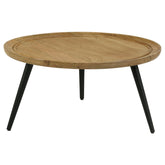 Orleans Furniture - Coaster - Zoe Round Mango Wood Coffee Table Natural and Black - 736108